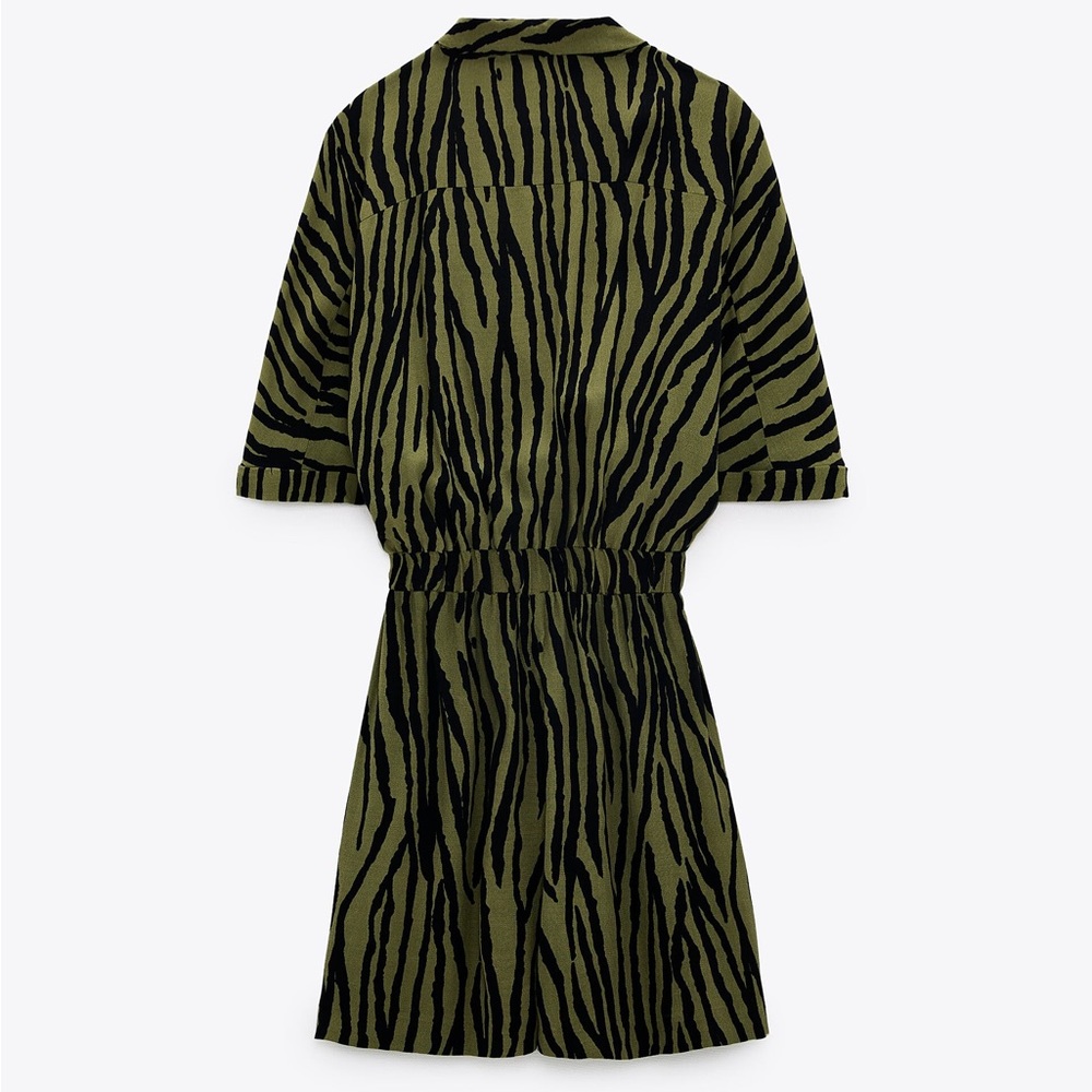Zara green Tiger print romper jumpsuit - Picture 3 of 6